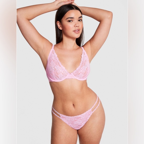 PINK Victoria's Secret Other - ✨💕NWT Victoria's Secret PINK Wink Charmed Fruit Strappy Thong Panty L Lace Pink💕